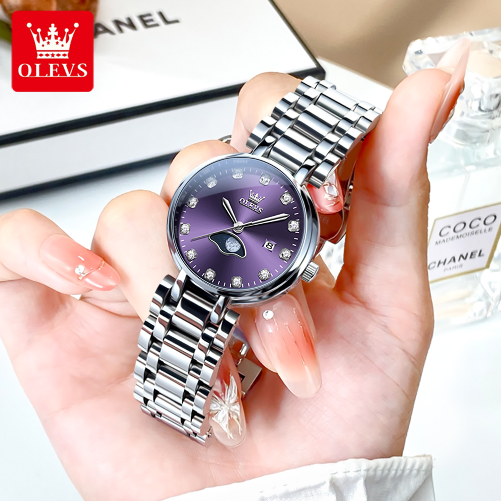 Lux Watch - OLEVS Elegant Fashion Purple Rhinestone Dial