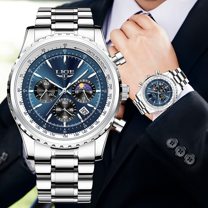 LIGE Brand Luxury Quartz Man W - đánh giá và giá Luxury Watch Investment