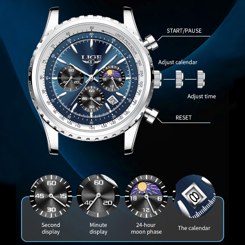 LIGE Brand Luxury Quartz Man W - đánh giá và giá Luxury Watch Investment