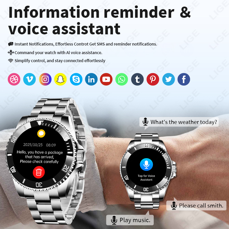 LIGE Business Smart Watch Men  - đánh giá và giá Luxury Watch On Wrist