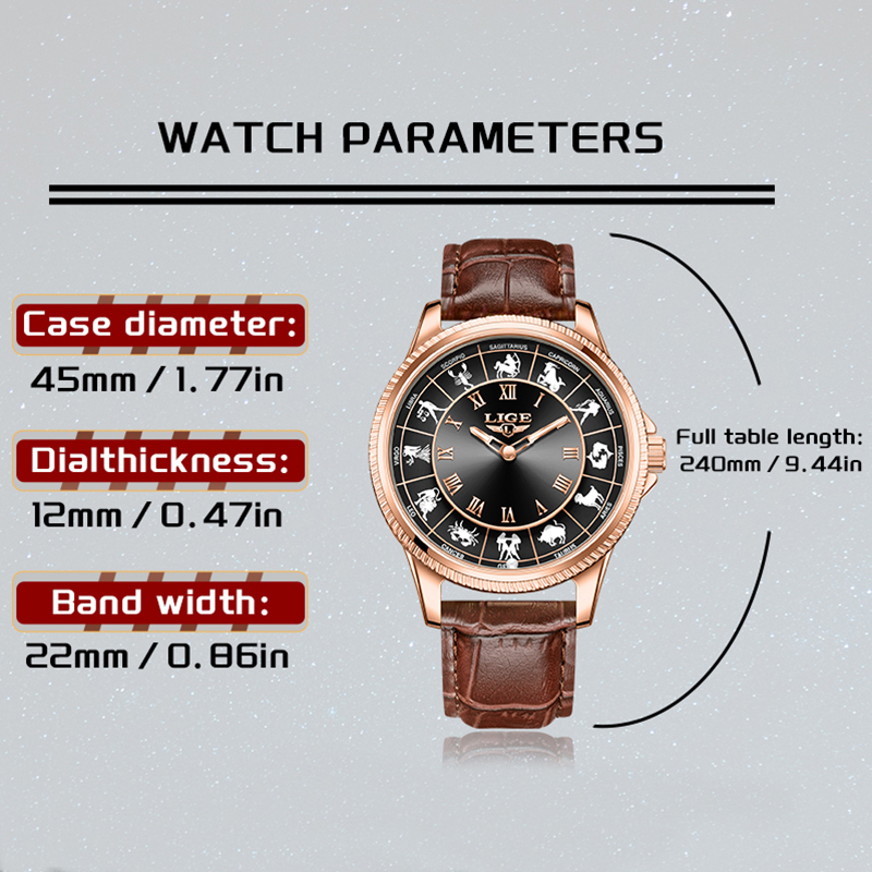 LIGE Fashion Luxury Constellat - đánh giá và giá Zodiac Luxury Watch