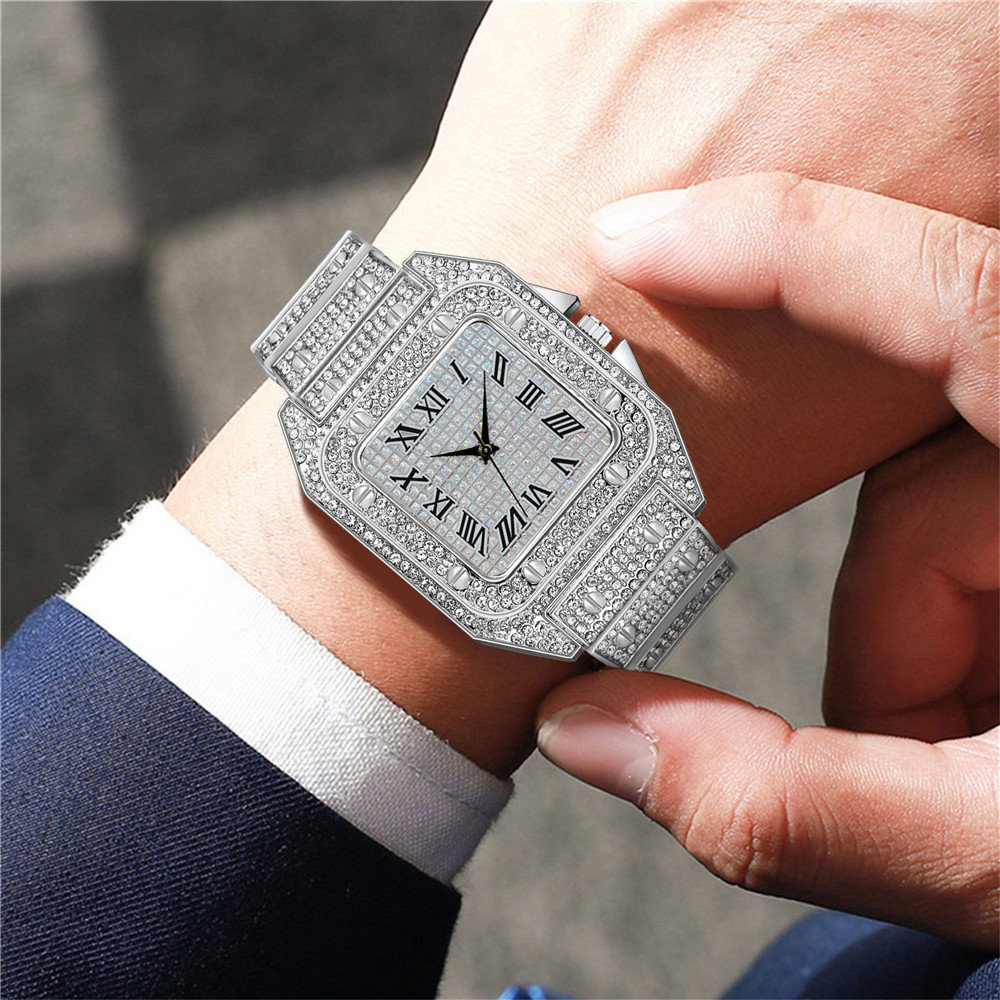 4PCS Fashion Iced Out Square M - đánh giá và giá Luxury Watch Iceberg