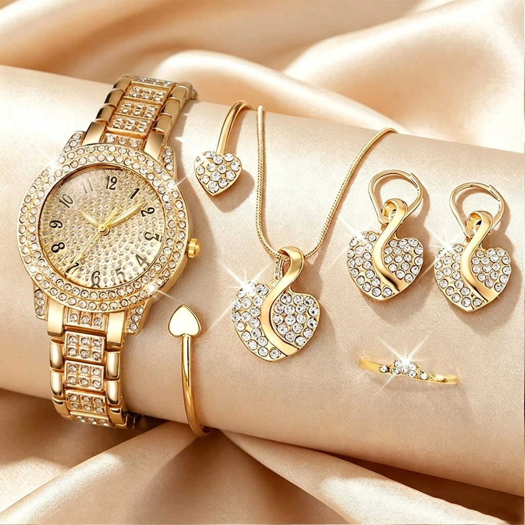 6PCS Fashion Rhinestone Women  - đánh giá và giá Lux Watch